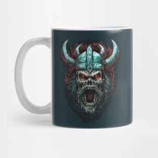 Screaming Scary Evil Red Eyed Zombie Viking Skull Mug